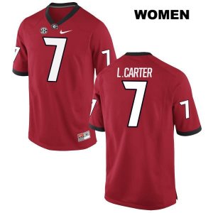 Women's Georgia Bulldogs NCAA #7 Lorenzo Carter Nike Stitched Red Authentic College Football Jersey RPZ4654DH